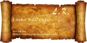 Lesko Károly névjegykártya